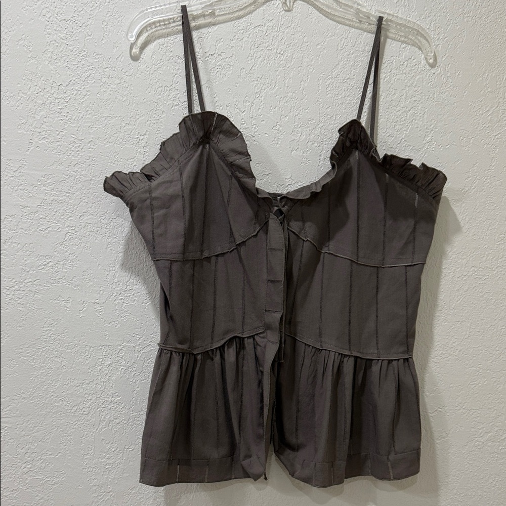 Source Unknown Brown Ruffled Camisole